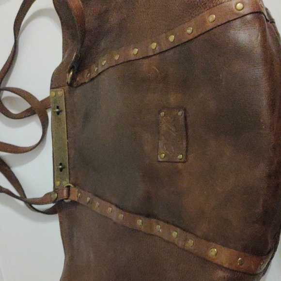 Patricia Nash Benvenuto Chocolate Brown Leather Convertible Tote Stud Purse Xl - Picture 11 of 14